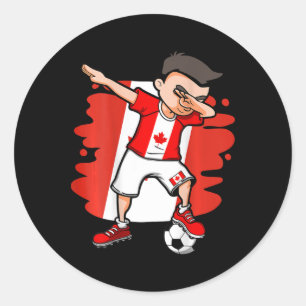 Pegatina Redonda Dabbing Chico Fútbol - Jersey de Canadá Aficionado