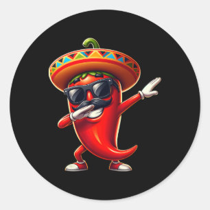Pegatina Redonda Dabbing Chili Cinco De Mayo Comida Mexicana Para H