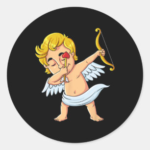 Pegatina Redonda Dabbing Cupido Día de San Valentín Diversión niños
