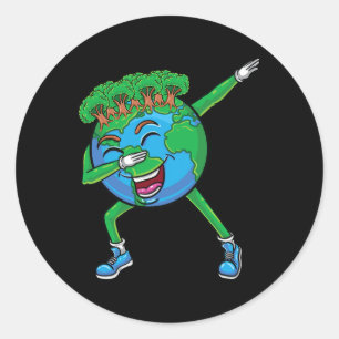 Pegatina Redonda Dabbing Earth para niños del Día de la Tierra