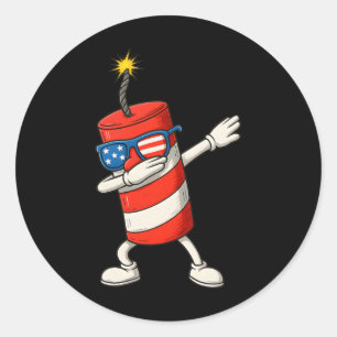 Pegatina Redonda Dabbing Firecracker Gracioso 4 De Julio Niños Niño
