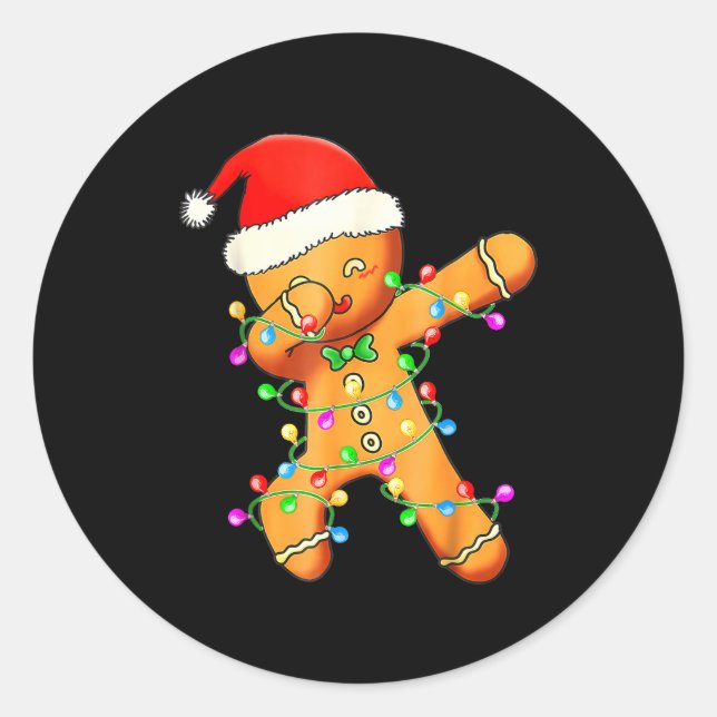 Pegatina Redonda Dabbing Gingerbread Christmas  (Anverso)