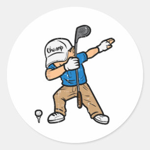 Pegatina Redonda Dabbing Golfer Funny Golfing Golfer Dad Boys K