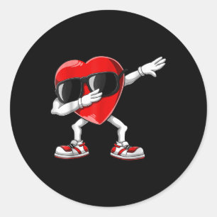 Pegatina Redonda Dabbing Heart Funny Día de San Valentín Chicas niñ