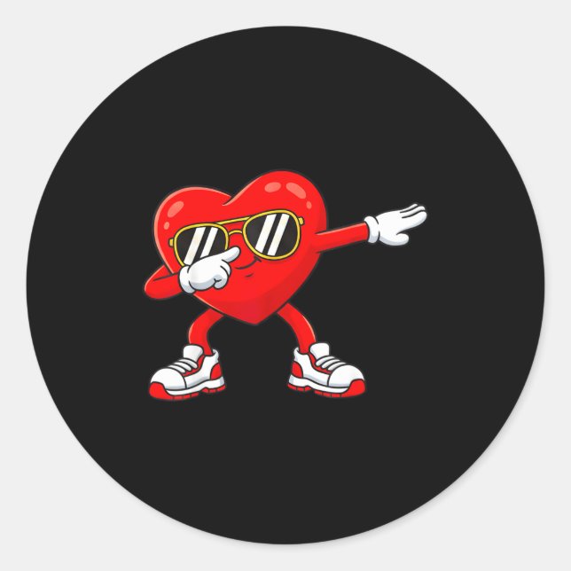 Pegatina Redonda Dabbing Heart Funny Toddler Girls Kids Boys Valent (Anverso)