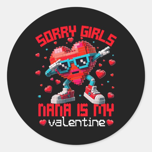 Pegatina Redonda Dabbing Heart Sorry Girls Nana Valentine Building  (Anverso)