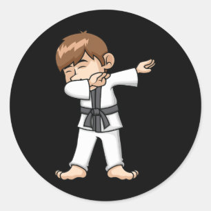 Pegatina Redonda Dabbing Karate Funny Personalizado de Artes Marcia