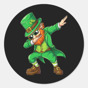 Pegatina Redonda Dabbing Leprechaun Regalos Divertidos Hombres Niño