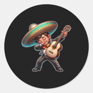 Pegatina Redonda Dabbing Mariachi Cinco De Mayo Niños Niños Mexican