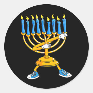 Pegatina Redonda Dabbing Menorah Hanukkah Dancing Chanukah Chicas