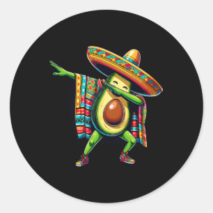 Pegatina Redonda Dabbing mexicano Poncho Aguacado Cinco de Mayo