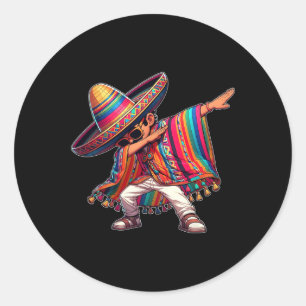 Pegatina Redonda Dabbing mexicano Poncho Cinco De Mayo Hombres Somb