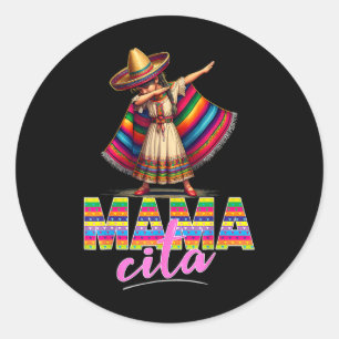 Pegatina Redonda Dabbing mexicano Poncho Sombrero Cinco De Mayo Mam