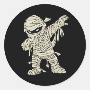 Pegatina Redonda Dabbing Mummy Halloween Chicas niños divertidos Da