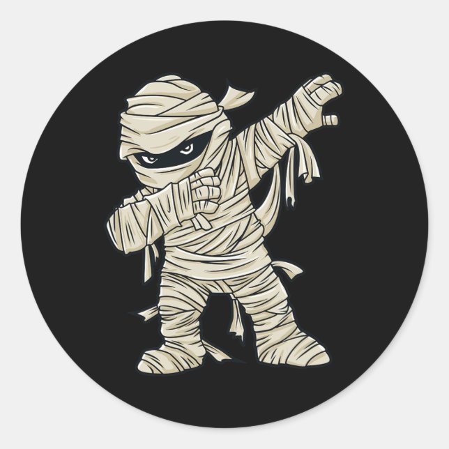 Pegatina Redonda Dabbing Mummy Halloween Chicas niños divertidos Da (Anverso)