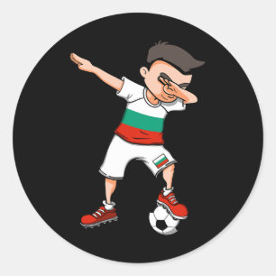 Pegatina Redonda Dabbing Niño de Fútbol - Jersey de Bulgaria Bufón