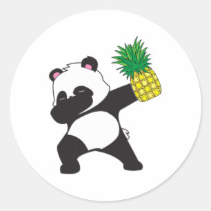 Pegatina Redonda Dabbing Panda Bear Pineapple Aloha Beach Hawái