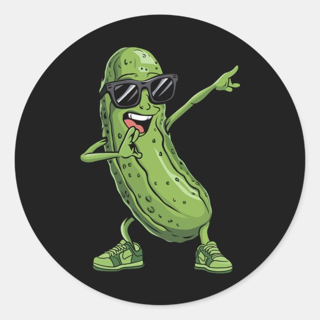 Pegatina Redonda Dabbing Pickle Dancing Cucumber Funny Sungl (Anverso)