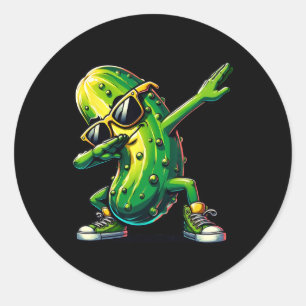 Pegatina Redonda Dabbing Pickle Dancing Cucumber Pickle Lover Dab