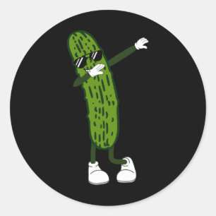 Pegatina Redonda Dabbing Pickle Danzando Ensaladas De Cupintero Y R