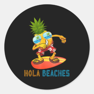 Pegatina Redonda Dabbing Pineapple Sungles - Summer Hola Beaches