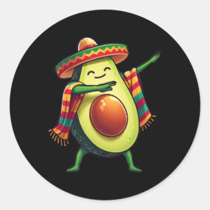 Pegatina Redonda Dabbing Poncho Mexicano Aguacate Cinco De Mayo 1