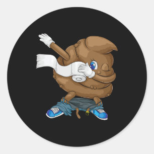 Pegatina Redonda Dabbing Poop Guay Friendny Pooping Gift