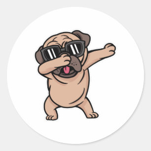 Pegatina Redonda Dabbing Pug Dog