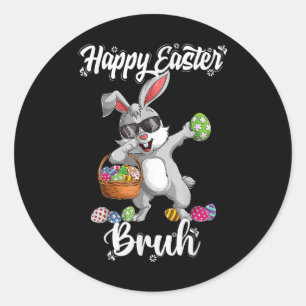 Pegatina Redonda Dabbing Rabbit Easter Day Bruh Eggs Dab Boys Chica