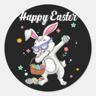 Pegatina Redonda Dabbing Rabbit Easter Day Eggys Dab Bunny Boys