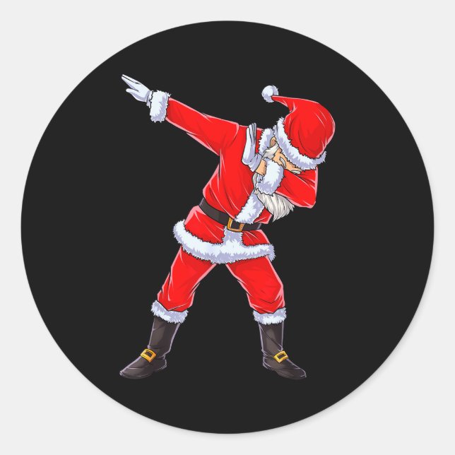 Pegatina Redonda Dabbing Santa Claus Christmas Kids Boys Girls Dab  (Anverso)