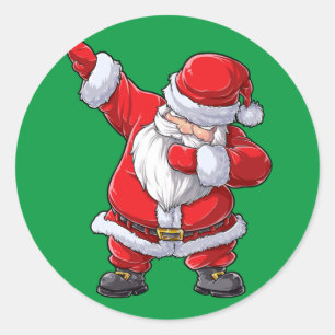 Pegatina Redonda Dabbing Santa Claus Navidades Niños hombres gracio
