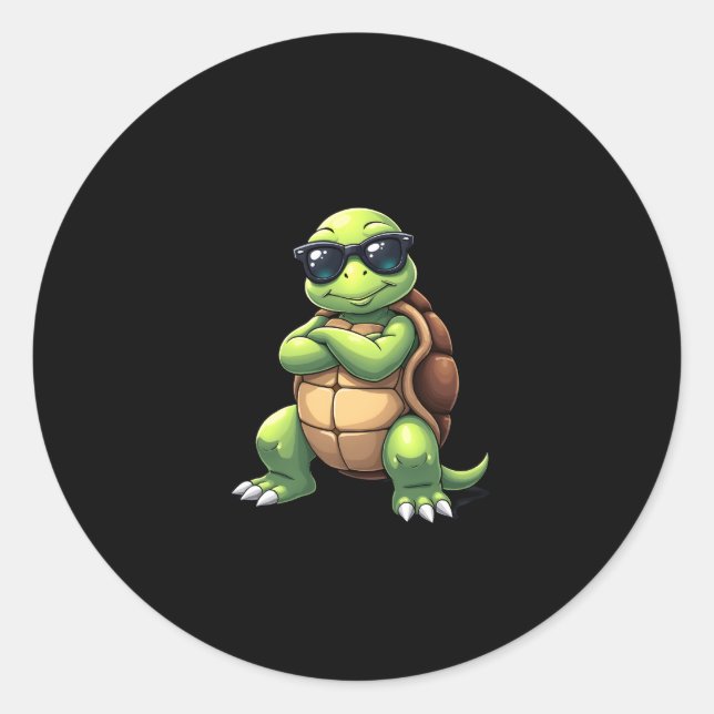 Pegatina Redonda Dabbing Sea Turtle Animal Lover Save The Turtles ( (Anverso)