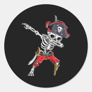 Pegatina Redonda Dabbing Skeleton Pirate Gracioso niño de Halloween