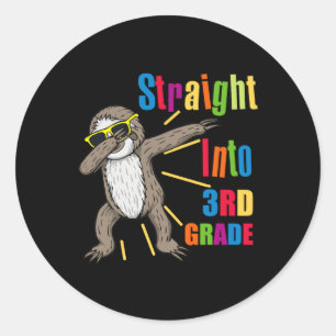 Pegatina Redonda Dabbing Sloth directo al tercer grado primero