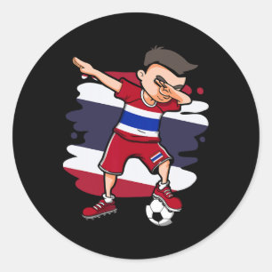 Pegatina Redonda Dabbing Soccer Boy - Jersey Tailandés Fans de Fútb