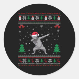 Pegatina Redonda Dabbing Sphynx Perro Santa Hat Niños Chicas Chris
