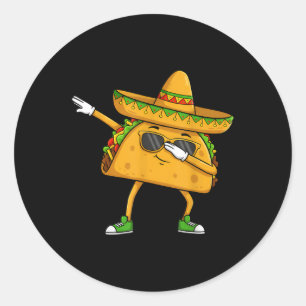 Pegatina Redonda Dabbing Taco Cinco De Mayo Funny Comida Mexicana D