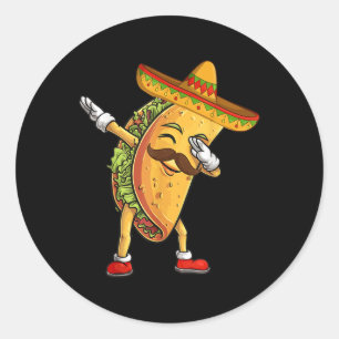 Pegatina Redonda Dabbing Taco Cinco De Mayo Niños Graciosos Mexican