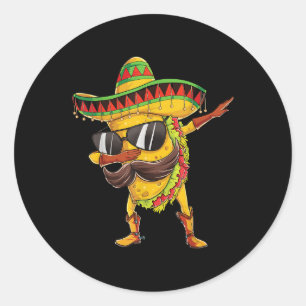 Pegatina Redonda Dabbing Taco Cinco De Mayo Niños Masculinos Comida