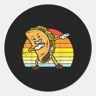 Pegatina Redonda Dabbing Taco Dab Retro Cinco De Mayo Hombres Jóven