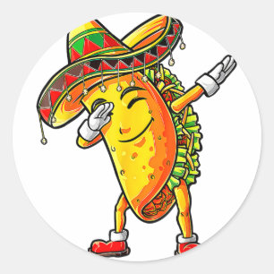 Pegatina Redonda Dabbing Taco mexicano Dab Cinco De Mayo Funny