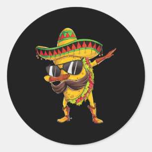 Pegatina Redonda Dabbing Taco T Shirt Cinco De Mayo Niños Hombres W