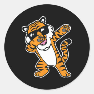 Pegatina Redonda Dabbing Tiger Funny Guay bailando la camiseta del 