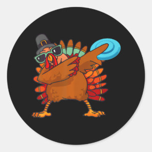 Pegatina Redonda Dabbing Turkey & Disk Golf Autumt Fall Vibes