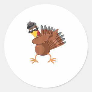 Pegatina Redonda Dabbing Turkey Shirt Acción de Gracias niños hombr