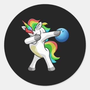 Pegatina Redonda Dabbing Unicorn Bowler Bowler Dab Dance Rai