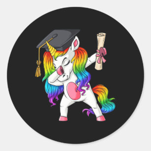 Pegatina Redonda Dabbing Unicorn Escuela Dab Chicas niños niños de