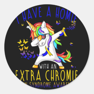 Pegatina Redonda Dabbing Unicorn Tengo Una Homie Con Un Chrom Extra
