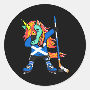 Pegatina Redonda Dabbing Unicornio Verde Fans de Hockey sobre Hielo